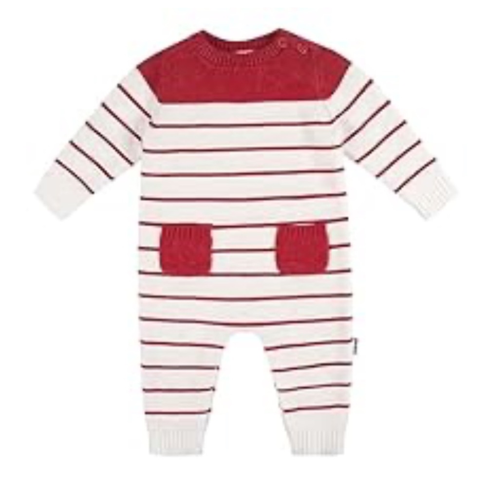 Super Soft Knit Red and White Stripped Outfit
